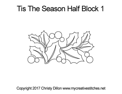 Tis the season quilting pattern for half block 1