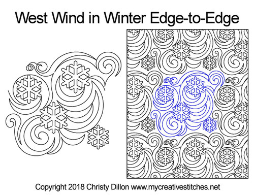 West Wind in Winter Edge-to-Edge, quick and easy, seasonal, Christmas, holiday, snowflake