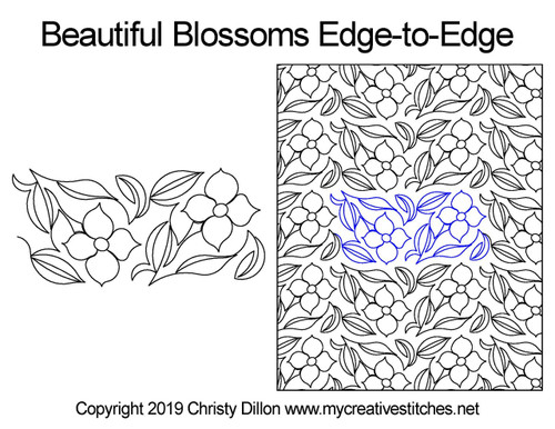 Beautiful blossoms edge to edge digital quilting