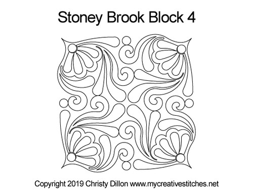 Stoney Brook Block 4, feathers, pearls,