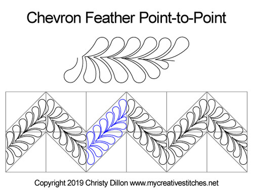 Chevron feather point-to-point quilt pattern