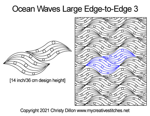 Ocean Waves Large Edge-to-Edge 3 digital quilt pattern