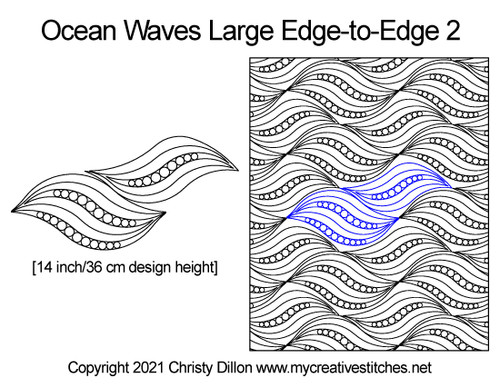 Ocean waves large edge-to-edge digital quilt pattern