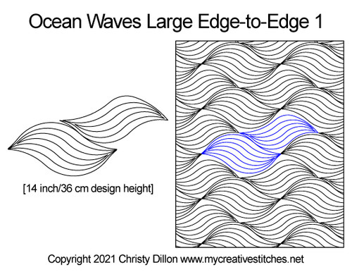 Computerized Quilting Pattern Ocean Waves Large Edge-to-Edge 4