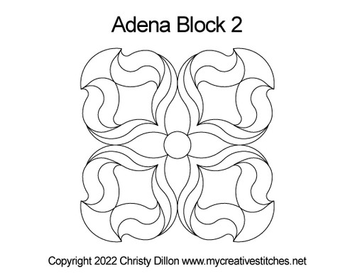 Adena, Block 2, block specific, swirls, e2e, p2p, flowers, feathers, pearls, computerized longarm pattern