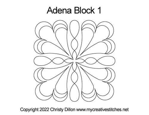 Adena, Block 1, block specific, swirls, e2e, p2p, flowers, feathers, pearls, computerized longarm pattern