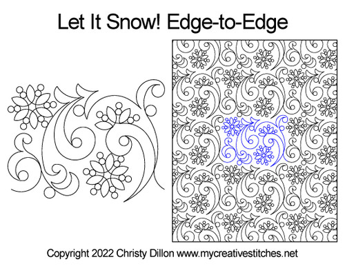 Let it snow edge-to-edge digital quilt pattern