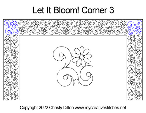 Let it Bloom! Corner 3 corner digital quilt pattern