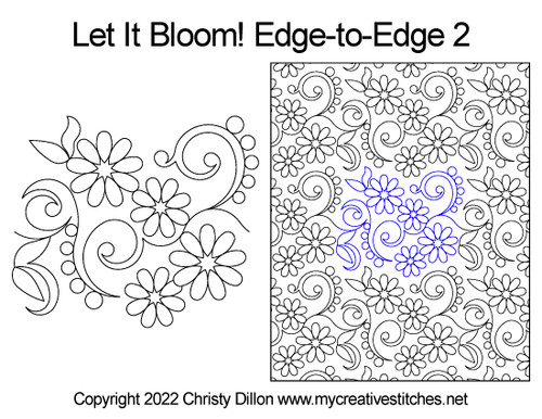 let it bloom edge-to-edge 2 digital long arm pantograph pattern