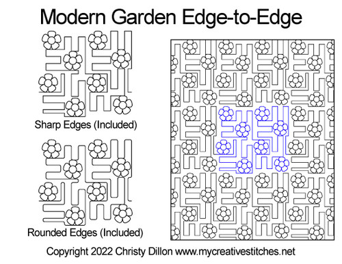 Modern garden edge-to-edge sharp edges digital long-arm pattern