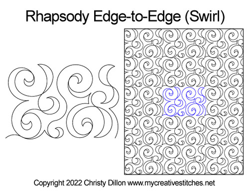Rhapsody edge-to-edge swirl digital pantograph long-arm 