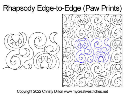Rhapsody Edge-to-Edge Paw Prints digital long-arm