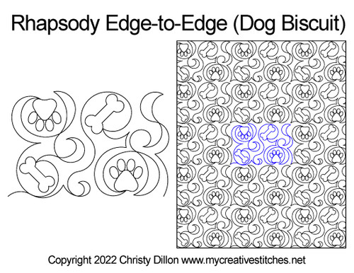 Rhapsody edge-to-edge dog bone biscuit digital pantograph long-arm 