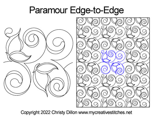 Paramour Edge-to-Edge butterfly flower petal swirl long-arm digital pantograph