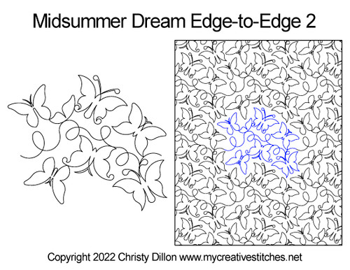 Midsummer Dream Edge-to-Edge 2 butterfly butterflies digital long-arm pattern
