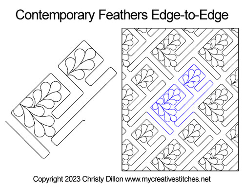 Contemporary Feathers Edge-to-Edge, modern, long-arm digital pattern