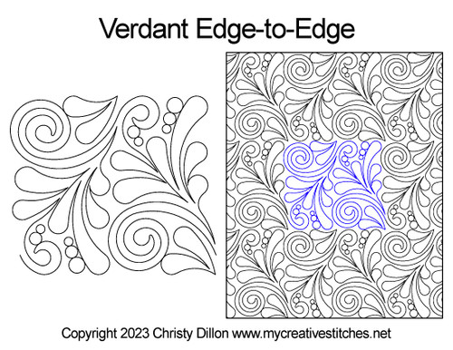 Verdant Edge-to-Edge feather swirls pearls botanical floral