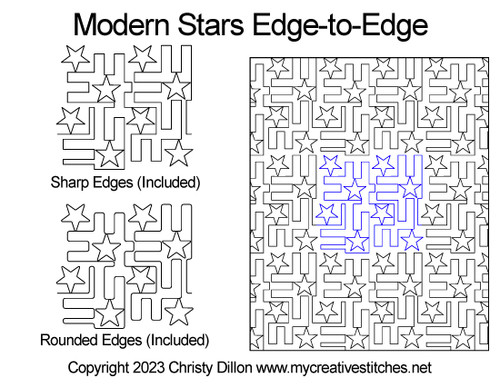 Modern Stars Edge-to-Edge, modern stars, patriotic, digital edge-to-edge sharp edges