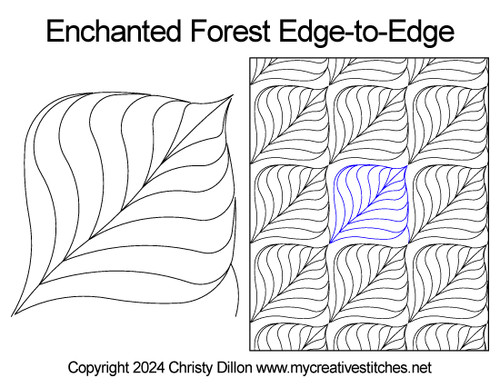 Enchanted Forest Edge-to-Edge, quick and easy, geometric, leaf, modern digital edge-to-edge for computerized long-arms, Enchanted Forest Edge-to-Edge