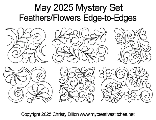 May 2025 Mystery Set Feathers Flowers - Digitized Quilting Pattern