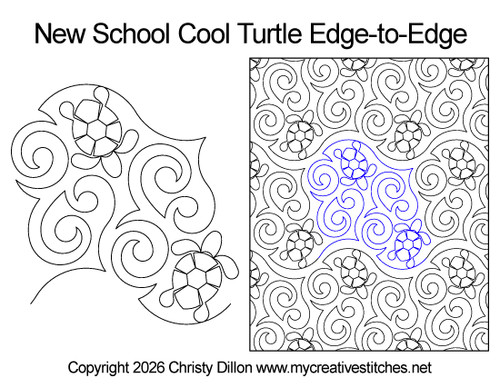 New School Cool Turtle Edge-to-Edge quilt pattern