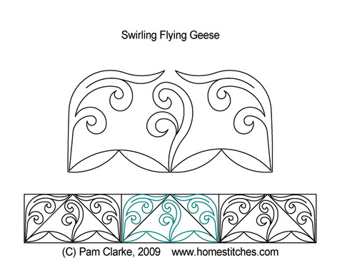 Swirling flying geese quilting pattern