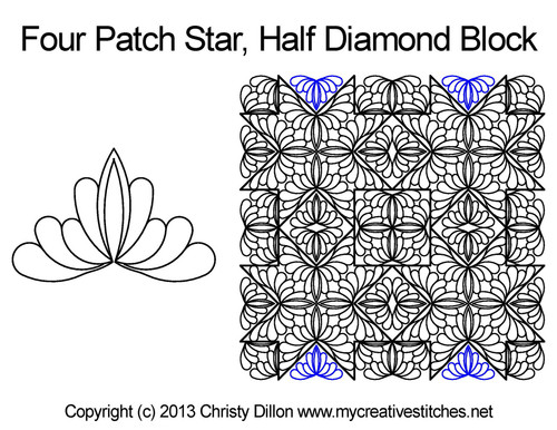 Four Patch Feather Star Diamond, Half Block