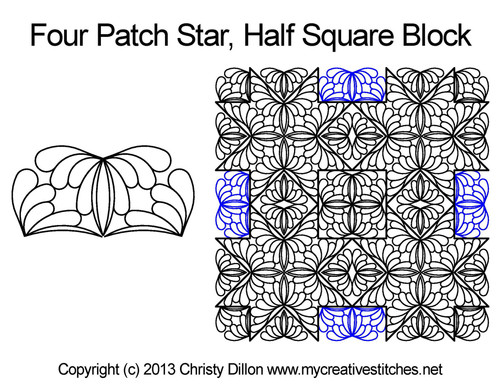Four Patch Feather Star Square, Half Block