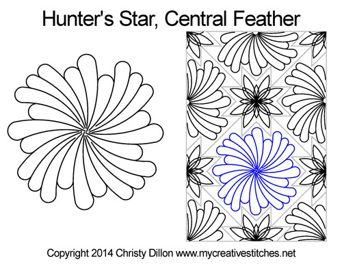 Hunter's central feather quilt design for star block