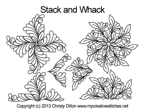 Stack And Whack Set digital longarm quilting designs