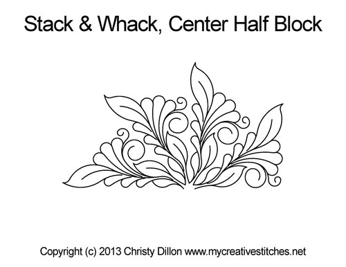 Stack And Whack Center Half Block, feathers, swirls, leaves, computerized longarm pattern