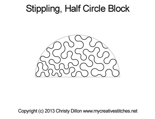 Stippling half circle block quilting design