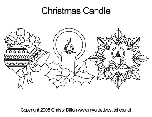 Christmas candle digitized quilting pattern set