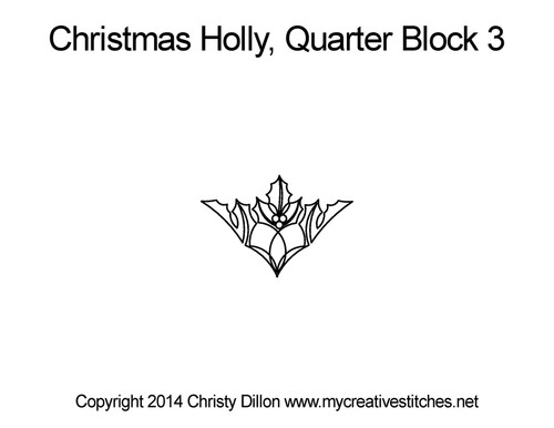 Christmas holly quarter block 3 quilt pattern