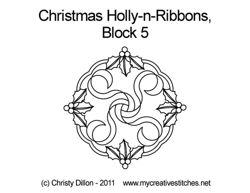 Christmas Holly-n-Ribbons, Block 5