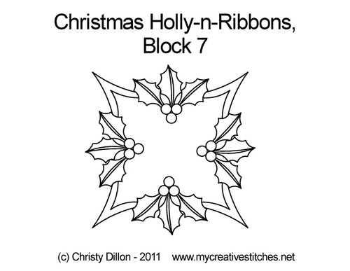 Christmas Holly-n-Ribbons, Block 7