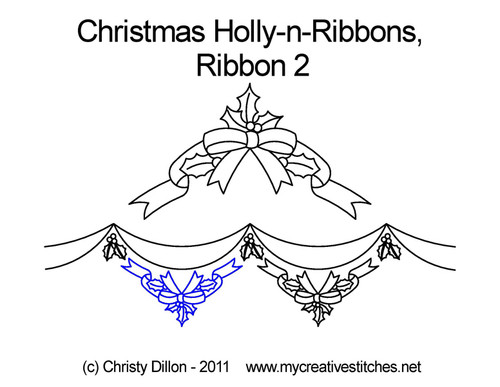 Christmas holly-n-ribbons 2 quilt design