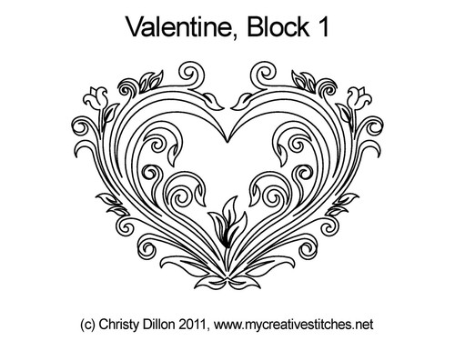 Valentine digital block 1 quilt pattern