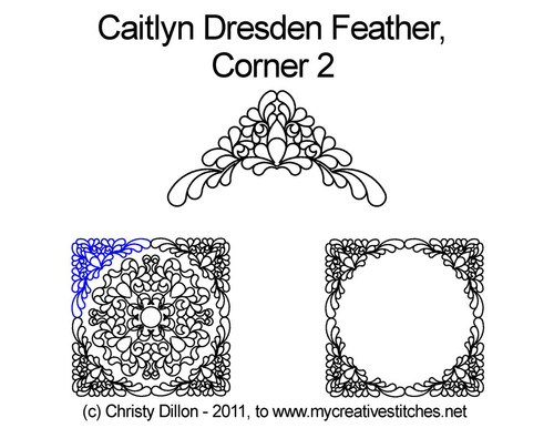 Caitlyn dresden feather digitized quilt corner 2