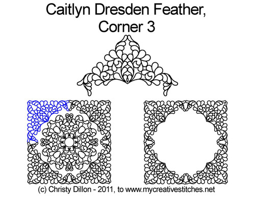 Caitlyn dresden feather digitized quilt corner 3