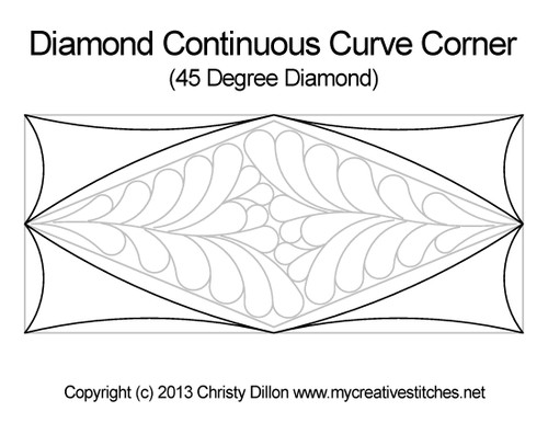 Diamond continuous curve corner quilt design