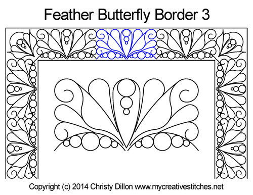 Feather butterfly border quilting design