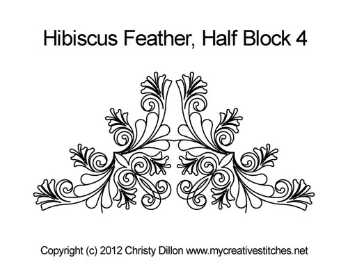 Hibiscus Feather Half Block 4