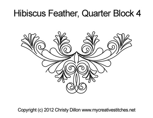 Hibiscus Feather Quarter Block 4