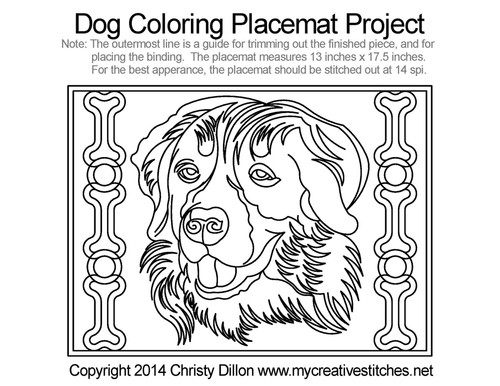 Coloring Placemat Project Bermese Dog - My Creative Stitches