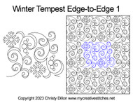 snowflake, winter, seasonal, Christmas, pearls, swirls digital long-arm pantograph edge-to-edge