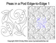 Leaves, swirls, pearls, pebbles, easy to use, quick to stitch digital edge-to-edge pantograph for computerized long-arm quilting