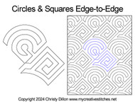 Circles, squares, geometric, modern, neutral, quick and easy digital pantograph for computerized long-arm systems