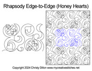 honey bee, heart, swirls, quick and easy, digital pantograph edge-to-edge for computerized long-arms