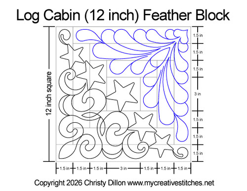 Log Cabin 12 Inch Feather Block